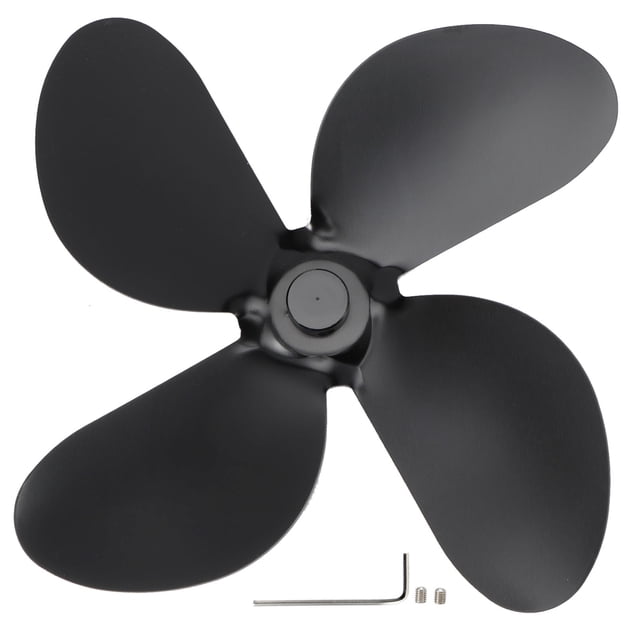 Ventilador de chimenea de 4 aspas, aspas de ventilador de estufa, repuestos, accesorios para estufas domésticas, color negro