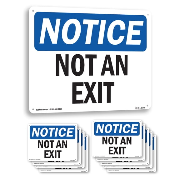 Not An Exit OSHA Notice Aluminum Sign 14 Inch x 10 Inch - 10 Pack