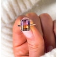 thumbnail image 4 of Ametrine Ring - 92.5 Sterling Silver gold plated Gemstone Ring, Emerald Cut Ametrine Solitaire, Citrine & Amethyst Valentine Gift for Her, Wedding Ring., 4 of 4