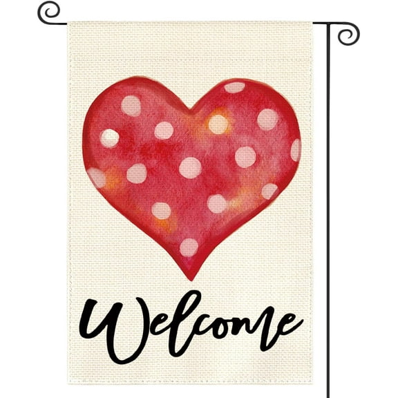 Red Valentine's Day Love Heart Garden Flag 12x18 Double Sided Welcome Outdoor Wedding Yard Flag