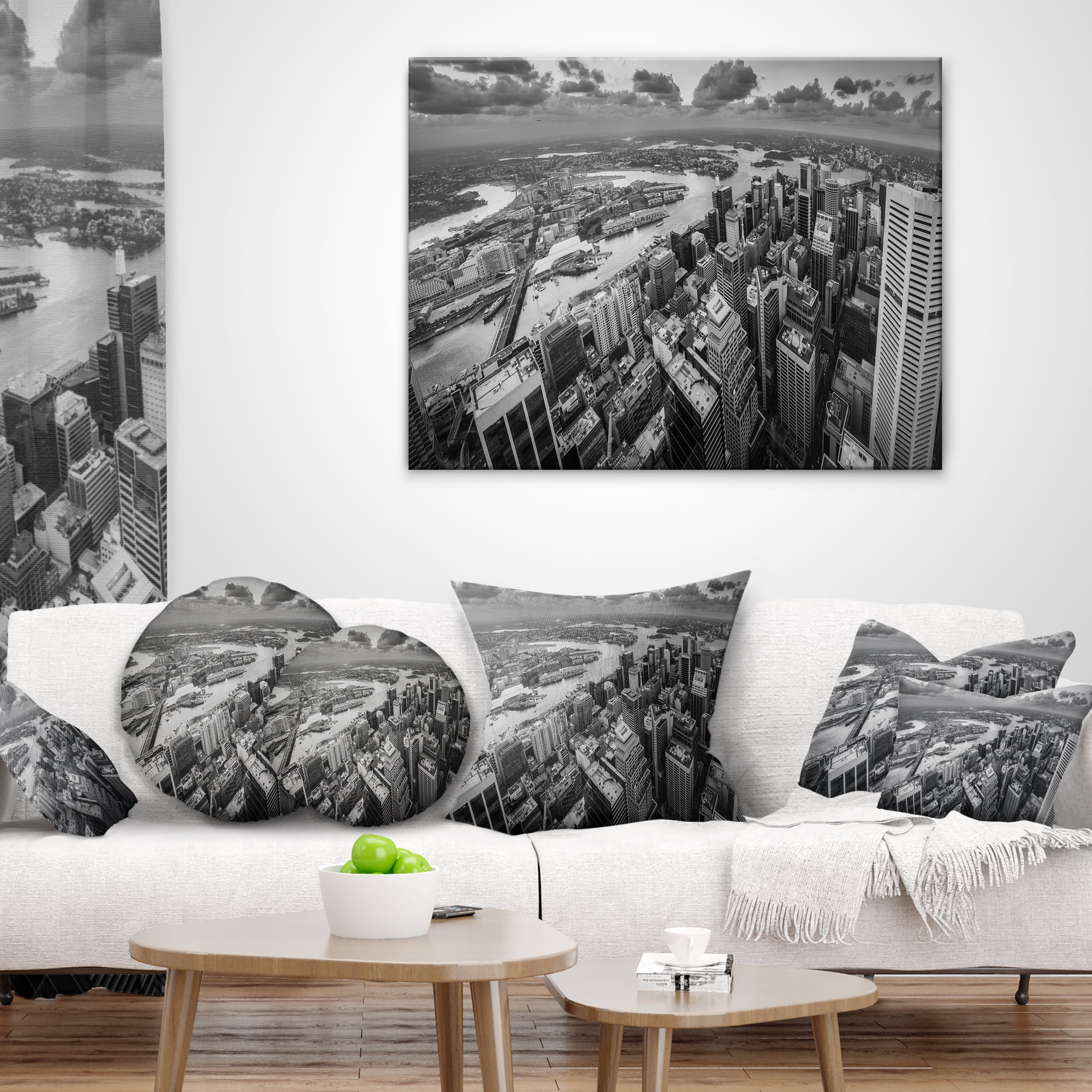 Designart Sydney City Skyscrapers Panorama - Cityscape Throw Pillow - 18x18
