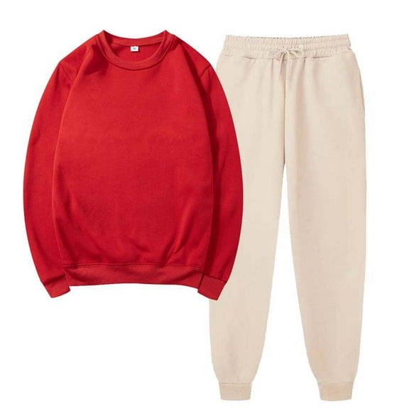 Winter Save Big! Kiplyki Women's Gym Sport Suit Solid Round Neck Pullover Casual Sports Pants Sports Set