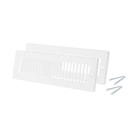 2" x 12" Duct Opening Vent Cover, 2 Pcs Toe Kick Vent Cover HVAC for Wall Floor, White-Outer Size: 3.4" x 13.4"