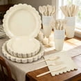 thumbnail image 5 of cpengpj Party Tableware Set 125 Pieces, Beige Disposable Dinnerware with Plates Plates Cups Napkins Cutlery, Serves 25 Guests for Wedding, Birthday Party and Event Gathering, 5 of 6