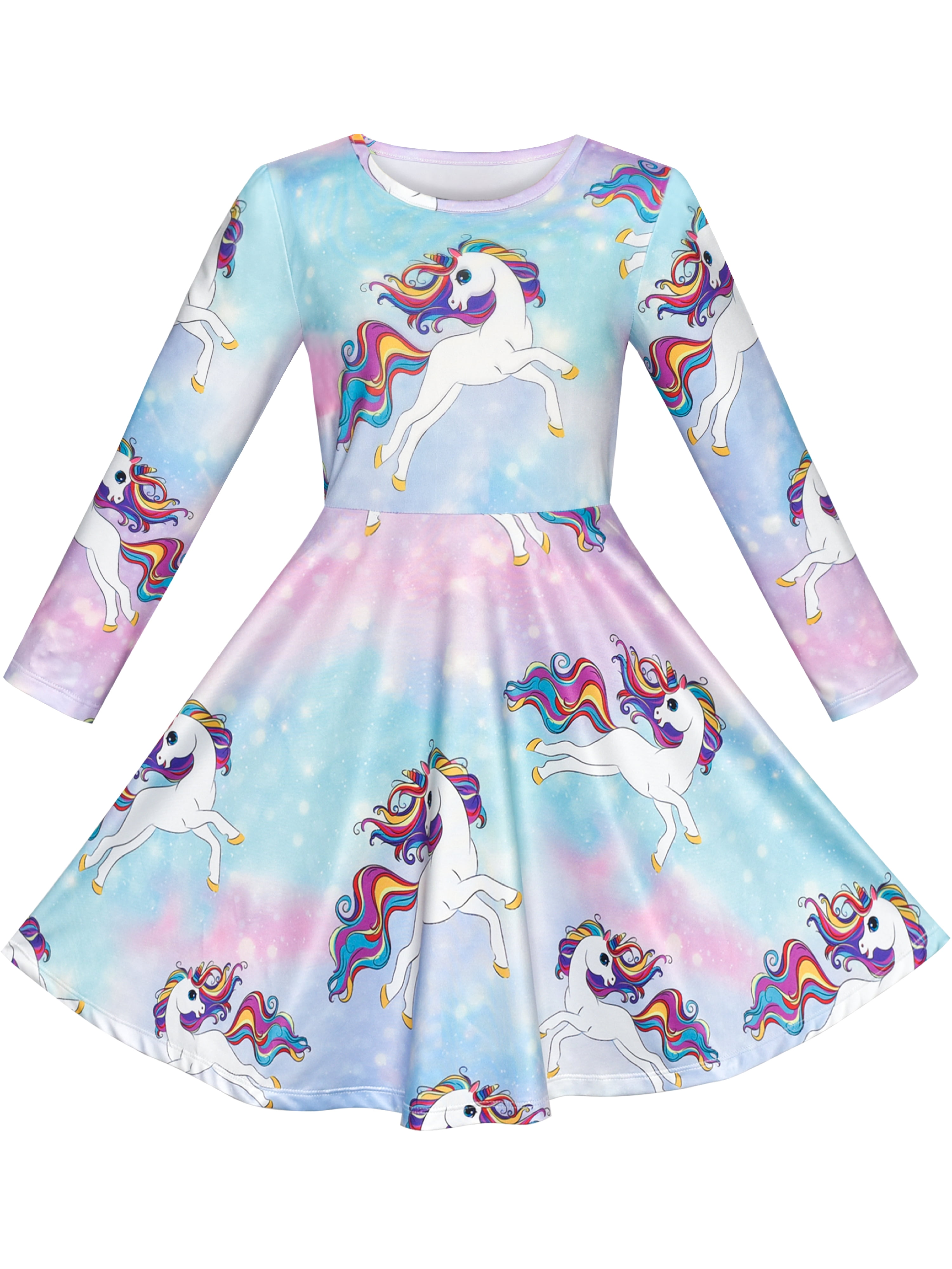 Girls Dress Unicorn Rainbow Casual Long Sleeve 8 Years - Walmart.com