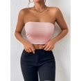 thumbnail image 4 of Womens Tube Tops Strapless Crop Tops Basic Backless Sleeveless Bandeau Going Out Cute 2025 Summer Outfits Pink M, 4 of 7