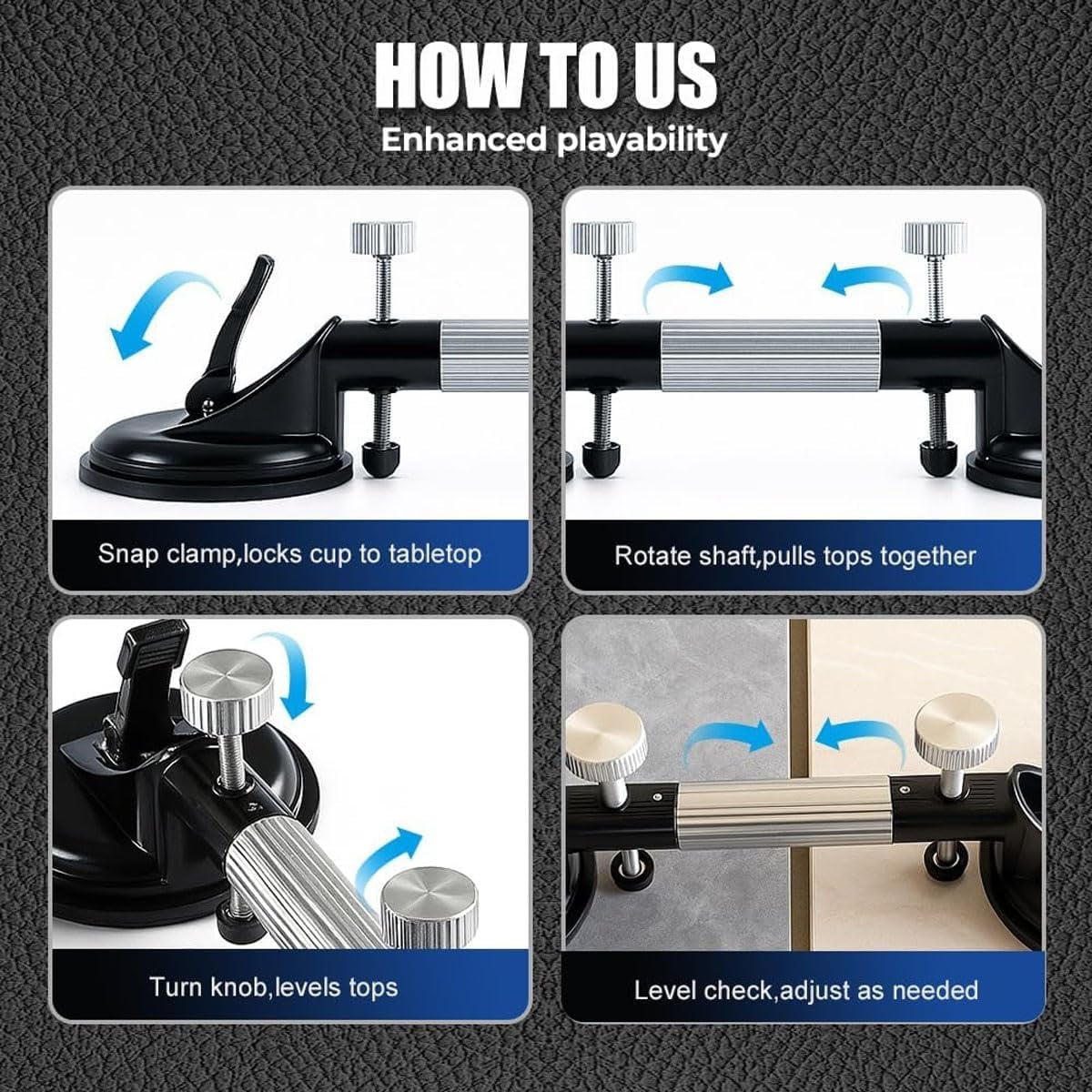 Countertop Alignment Clamps 2025 Upgraded Adjustable Granite Seam Setter Tools for Stone, Marble & Quartz Countertop Installation, Seamless Seam Setter with Heavy Duty Suction Cups
