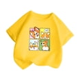 thumbnail image 3 of Chemises pour Fillettes Mode Personnalité Imprimée Col Rond Manches Courtes Tee Été Décontracté Ample Hauts Filles Jaune 12 Ans-14 Ans, 3 of 5