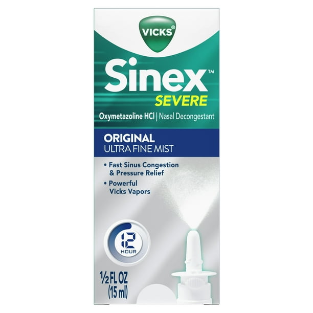 Vicks Sinex Severe Ultra Nasal Decongestant Spray Medicine, 0.5 Fl Oz