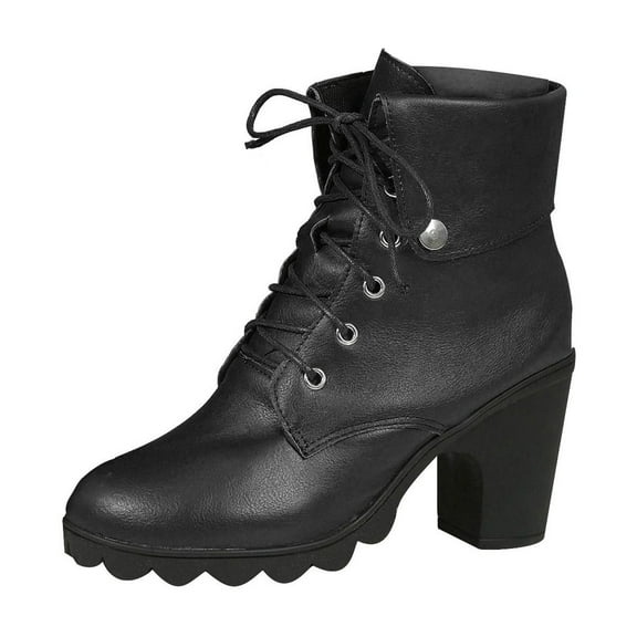 NOKIO Women'S Lace-Up Ankle Combat Boots Squared Round Womens Up Toe Heel Ladies Boots Zip British Shoes Vintage Women's Boots Stylish Women'S Low Heel Ankle Boots Women'S Punk Combat Boots