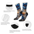 thumbnail image 3 of Rateoe Elegant Blue Gold Blooms for Women Casual Calf Socks - Cute Crew Socks - Thin Soft Above Ankle Socks Size 5-11, 3 of 6