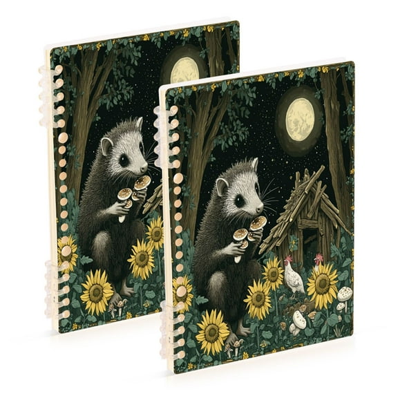 WOBOGO Extra Large Possum Notebook College Horizontal Grid Paper Ink Spill Resistant Water Resistant Cover 8.3x5.7x0.4in