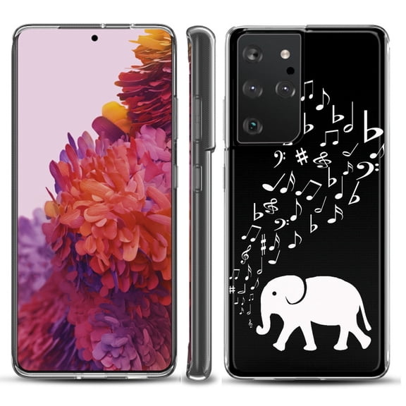 Slim-Fit Lightweight Protective Phone Case compatible with Samsung Galaxy S21 ULTRA 5G, by OneToughShield ® - Elephant Music