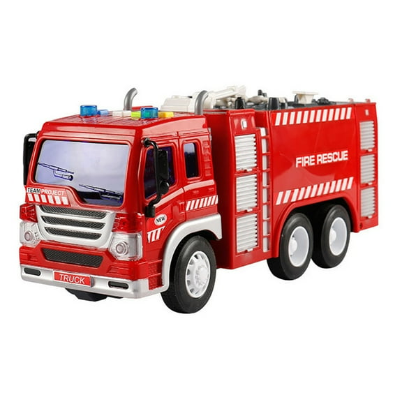 CSCHome Toddler Toy Car, Rescue Car Toy, Construction Fire Truck Toy with Lights and Sound 3 Batteries(Water spray truck)