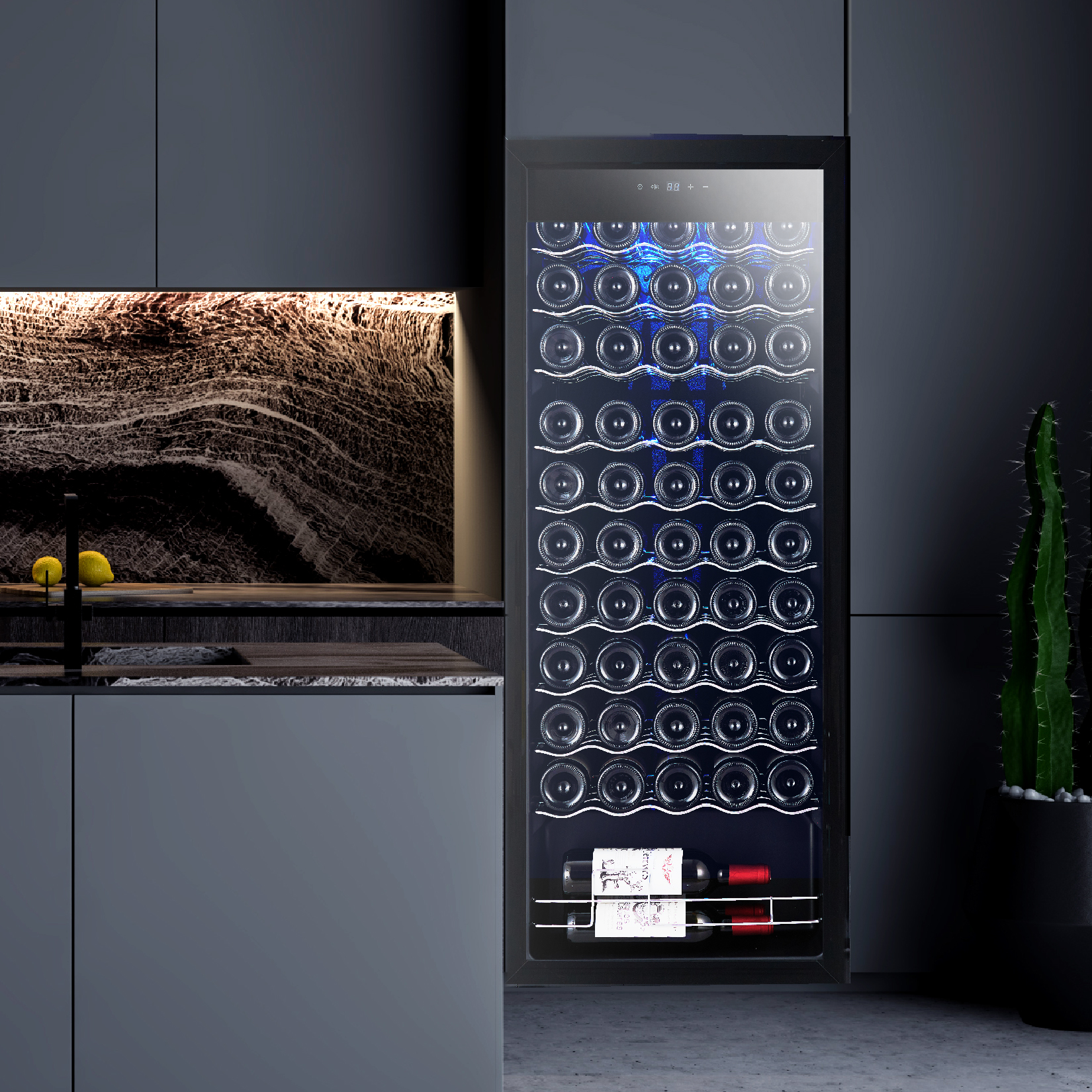 CazToi 55 Bottle Wine Cooler 55 Cans Capacity Thermoelectric Quiet Mini Bar For Home Office Car