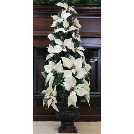 3 pre lit b o white artificial poinsettia potted 3 pre lit b o white artificial poinsettia potted