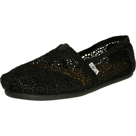 Toms Women's Alpargata Moroccan Crochet Black Ankle-High Cotton Flat Shoe - 6.5M