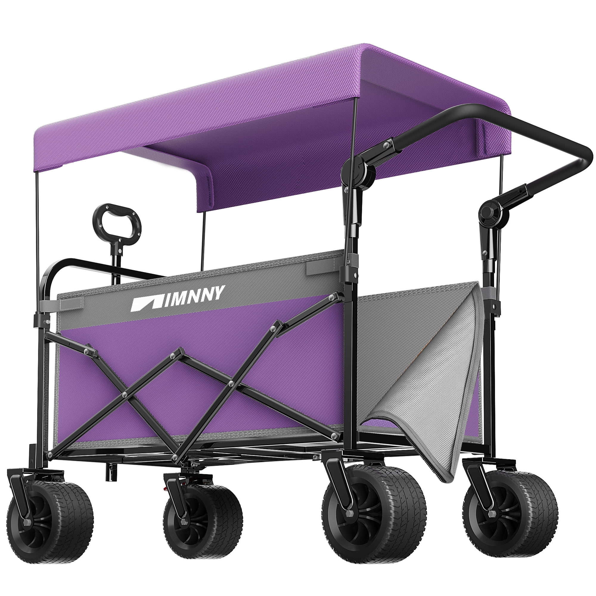 Push and Pull Wagon with Detachable Canopy All-Terrain Wheels 300 lbs Capacity 200L Grocery Pet Cart