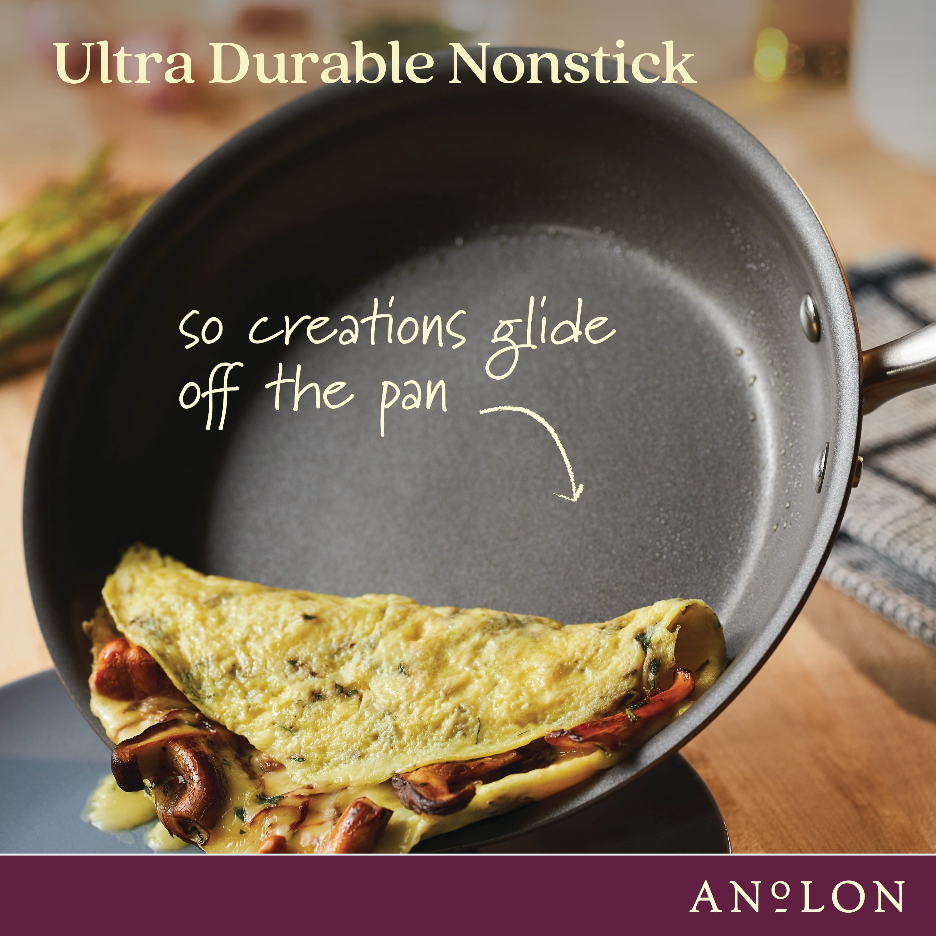 Anolon Advanced Home 12" Hard-Anodized Nonstick Deep Frying Pan with Lid, Bronze