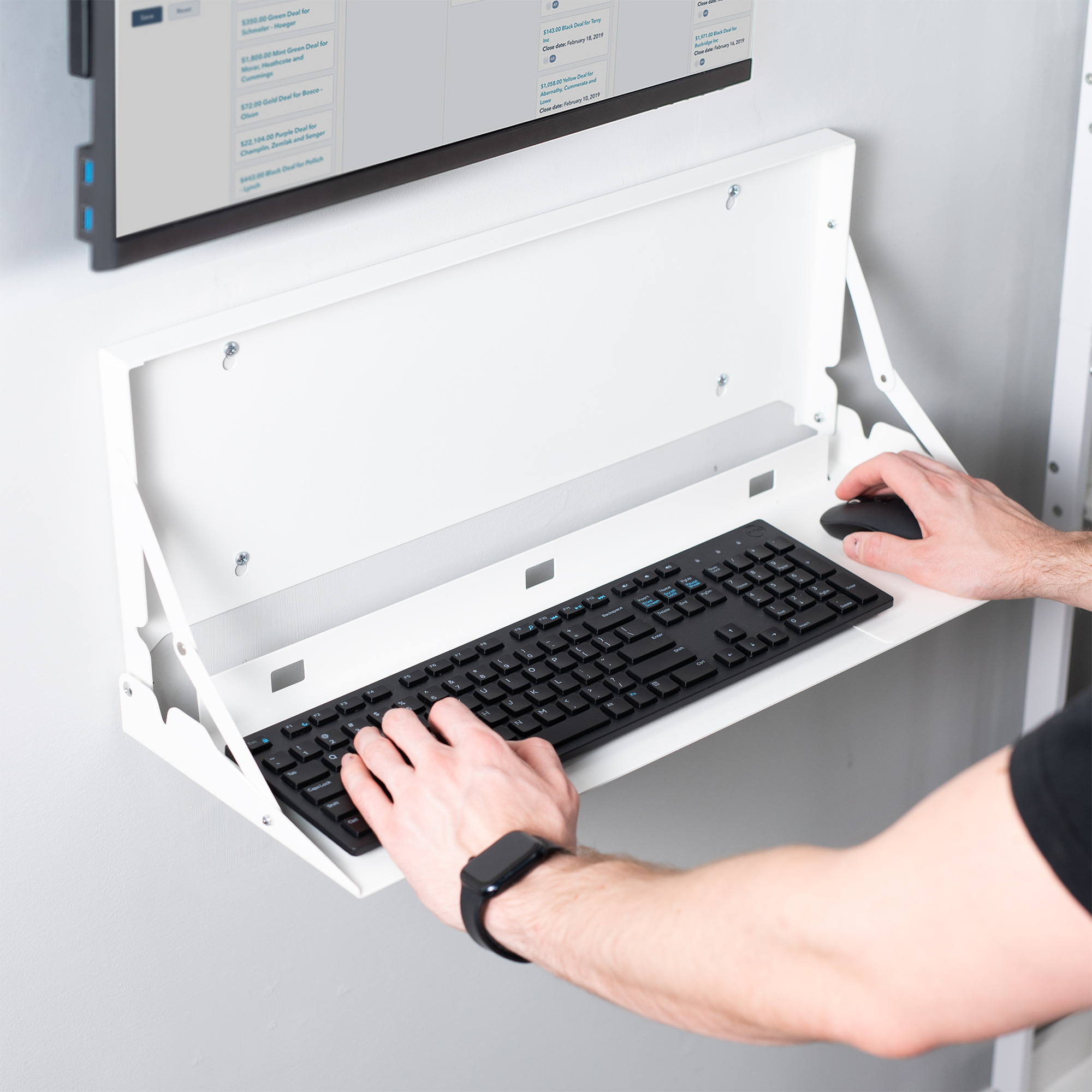 VIVO White Flip Down 24 inch Keyboard Tray Wall Mount with Mouse Pad
