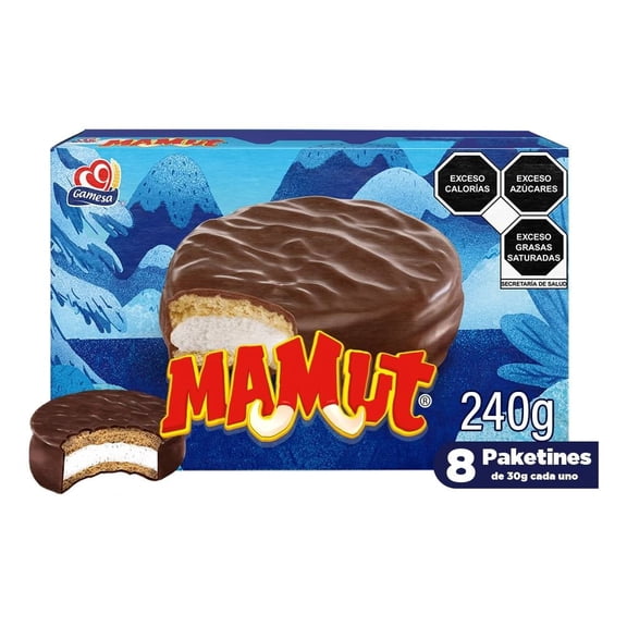 Galletas Mamut con malvavisco y cobertura sabor chocolate 240 g