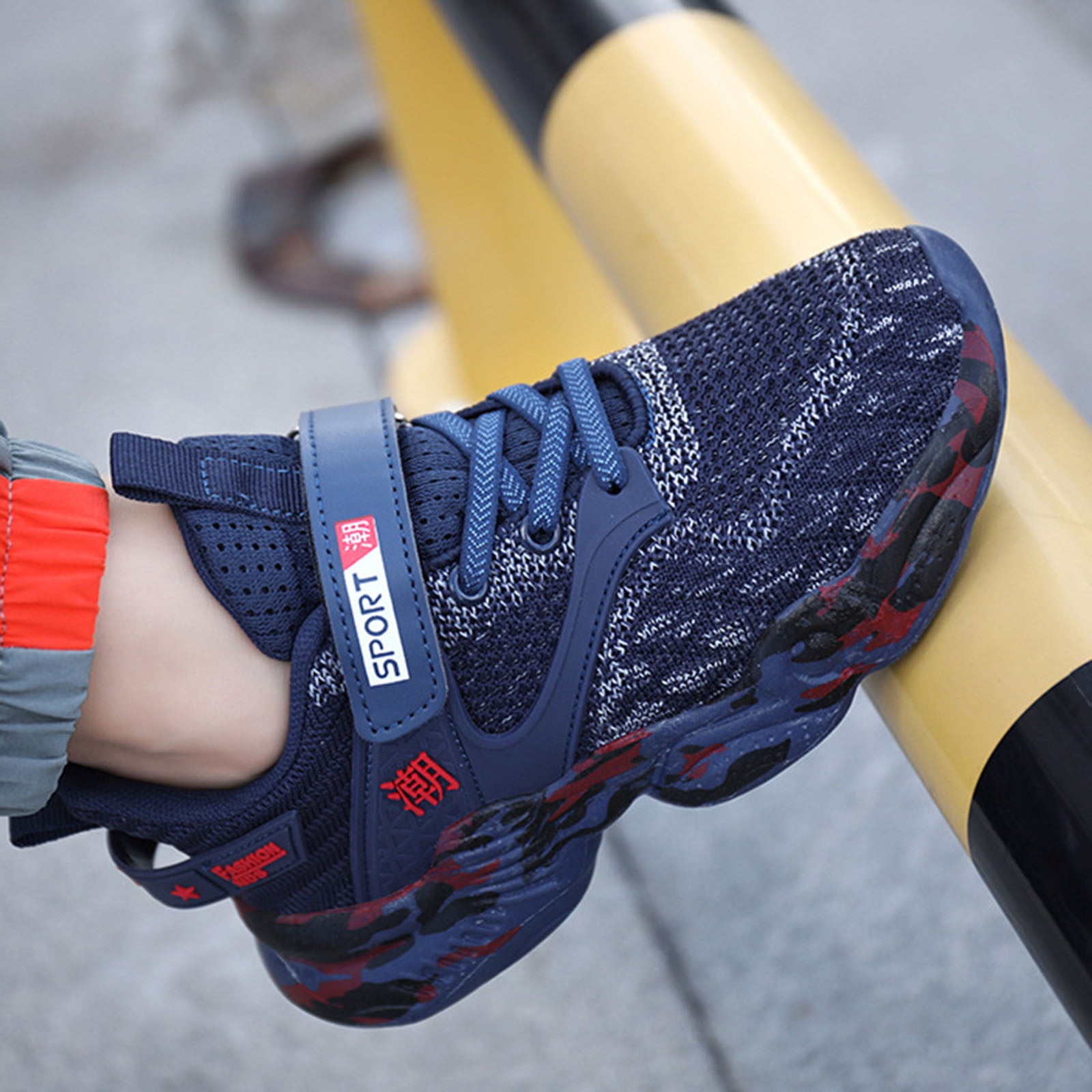 MEZZALL Boys Girls Tennis Running Shoes Kids Soft Mesh Breathable Athletic Sports Gym Sneakers For Little/Big Kid Cute Toddler Footwear, Dark Blue, 7-8 Years