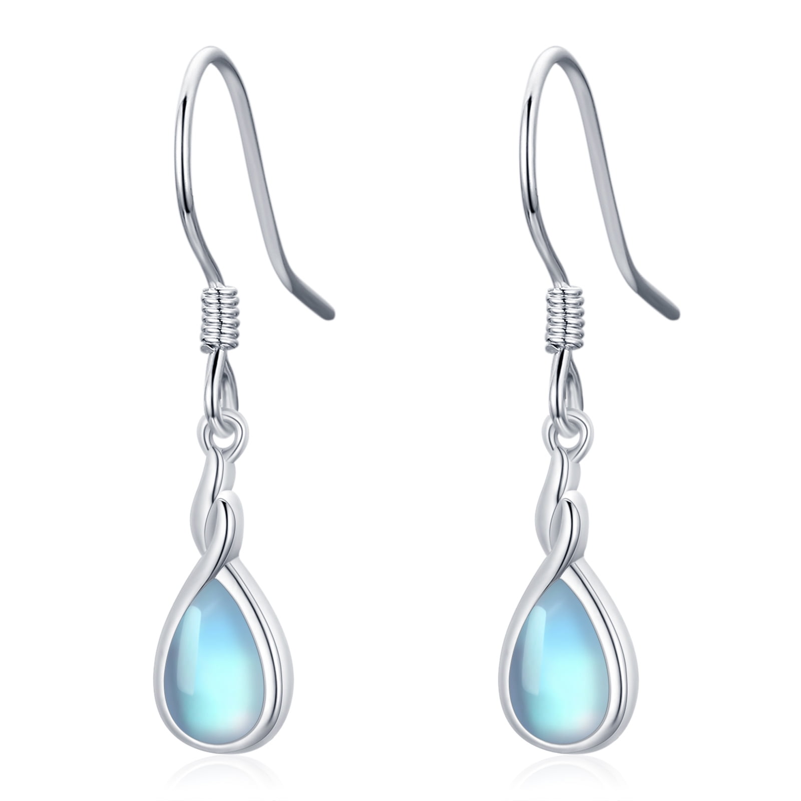 925 Silver Moonstone Teardrop Drop Dangle Earrings Women Jewelry Gifts 