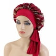 thumbnail image 2 of Certgust Turbans for Women Under$10 Printed Turban Sleep Cap - Satin Stretchy Round Hat with Long Tie Ribbon for Night Hair Care, 2 of 3