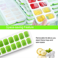 thumbnail image 4 of Flexible Ice Cube Trays, 14-Cube Trays With Removable Lid, Bpa-Free, Stackable And Space-Saving, Quick Ice Release, Perfect For Cocktails And Beverages, 2 Pack Blue & Green, 4 of 8