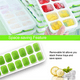 thumbnail image 4 of 2 cubiteras de silicona con tapa, 14 compartimentos con tapa antiderrames extraíble, forma de cubito de hielo adecuada para formas de cubitos de hielo azul y verde, 4 of 8