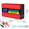 thumbnail image 2 of TATALIKEN 1200W（Rating power 500 W）Power Inverter DC 12V to AC 110V/120V Car Inverter with Car Cigarette Lighter Adapter 2 AC Outlets Dual USB LCD Display Red, 2 of 6