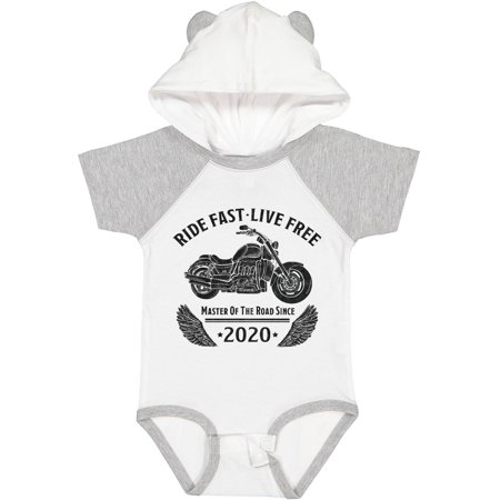 

Inktastic Ride Fast Live Free Master of the Road Since 2020 Motorcycle Gift Baby Boy or Baby Girl Bodysuit