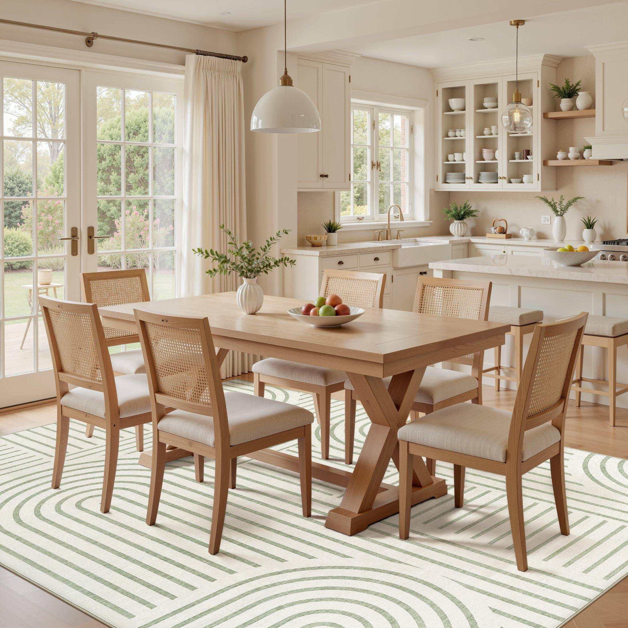 MICGEEK 9'x12' Washable Area Rug, Low-Profile Large Area Rug with Non-Slip Backing & Durable Edge Binding, Vintage Large Rugs for Living Room, Bedroom & Dinning Room,Sage Green