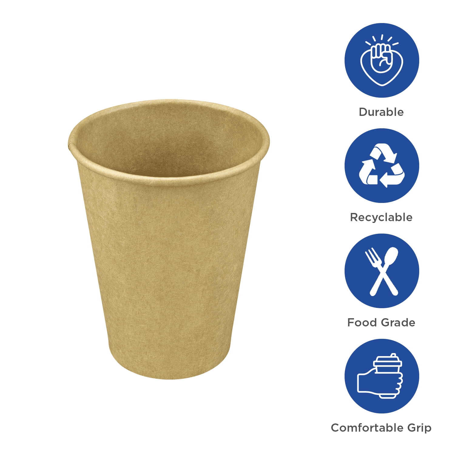 Karat 12oz Paper Hot Cups (90mm), Kraft - 1,000 pcs