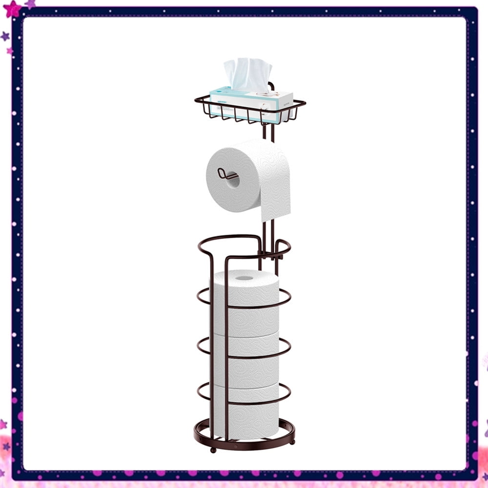 Bronze Freestanding Toilet Paper Holder with Storage Shelf