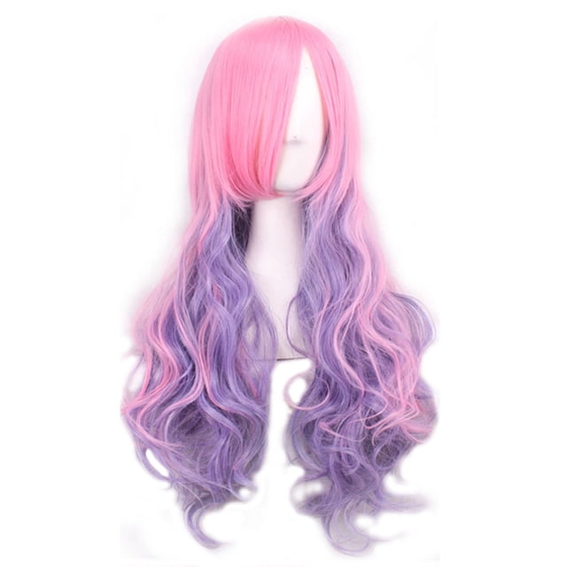 Peluca sintética Sincero de pelo largo y rizado con degradado morado Para cosplay Para mujer