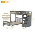 thumbnail image 7 of Twin over Full Bunk Bed,L-Shaped Bunk Bed with Stairs and Storage Shelf,Solid Wood Bunk Bed Frame with Full-Length Guardrail for Teens, No Spring Box Needed, Mattress Not Included,Gray, 7 of 7