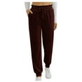 thumbnail image 2 of Idoravan Women's Plus Size Pants Womens Corduroy Casual Solid Elastic Waist Trousers Long Straight Pants, 2 of 9