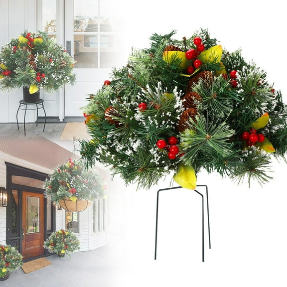 Outdoor Artificial Christmas Tree with Ground Spikes - Tripod Stake Pine Tree for Porch, Driveway and Yard Decorations