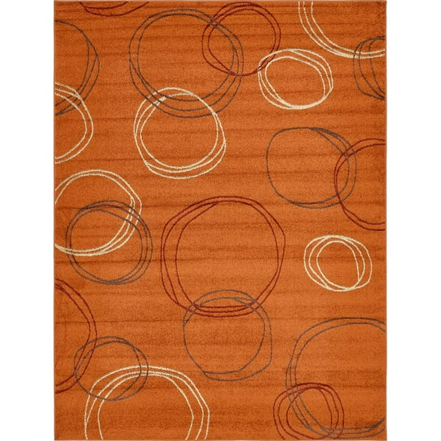 Unique Loom Autumn Circles Area Rug 9' x 12' Rectangular Terracotta/Beige