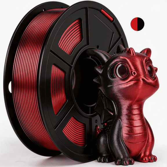 Silk Dual Color Filament, Silk PLA Filament 1.75mm, Color Change 250g(0.55lbs) Spool Compatible with Most of 3D Printer