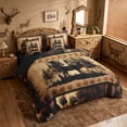 thumbnail image 2 of meiyoeat Vintage Deer Silhouette 7pcs Queen Bedding, Rustic Paw Print Bedding Comforter Set Queen For Boys Kids,Black Reversible, 2 of 7