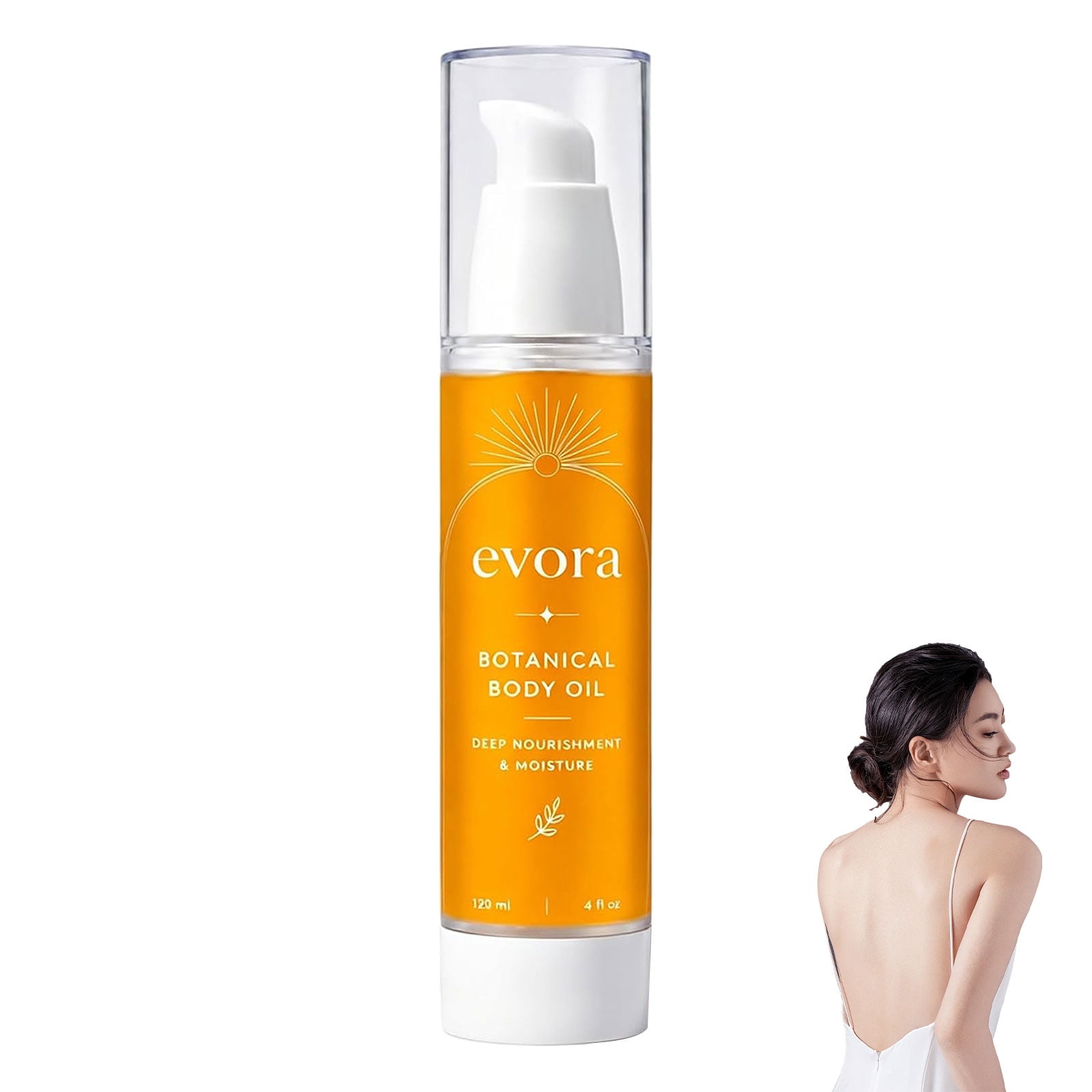Evora Botanical Body Oil – with Wakame Algae, Brazil Nut & Passionflower, Fast-Absorbing Non-Greasy Moisturizing Massage Oil for Smoother Skin, 4 fl oz (1PCS)