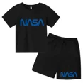 thumbnail image 5 of Conjunto de 2 camisetas y pantalones cortos con estampado de letras de verano para niños de 2 a 13 años, ropa deportiva de calle para niños y niñas, 5 of 5