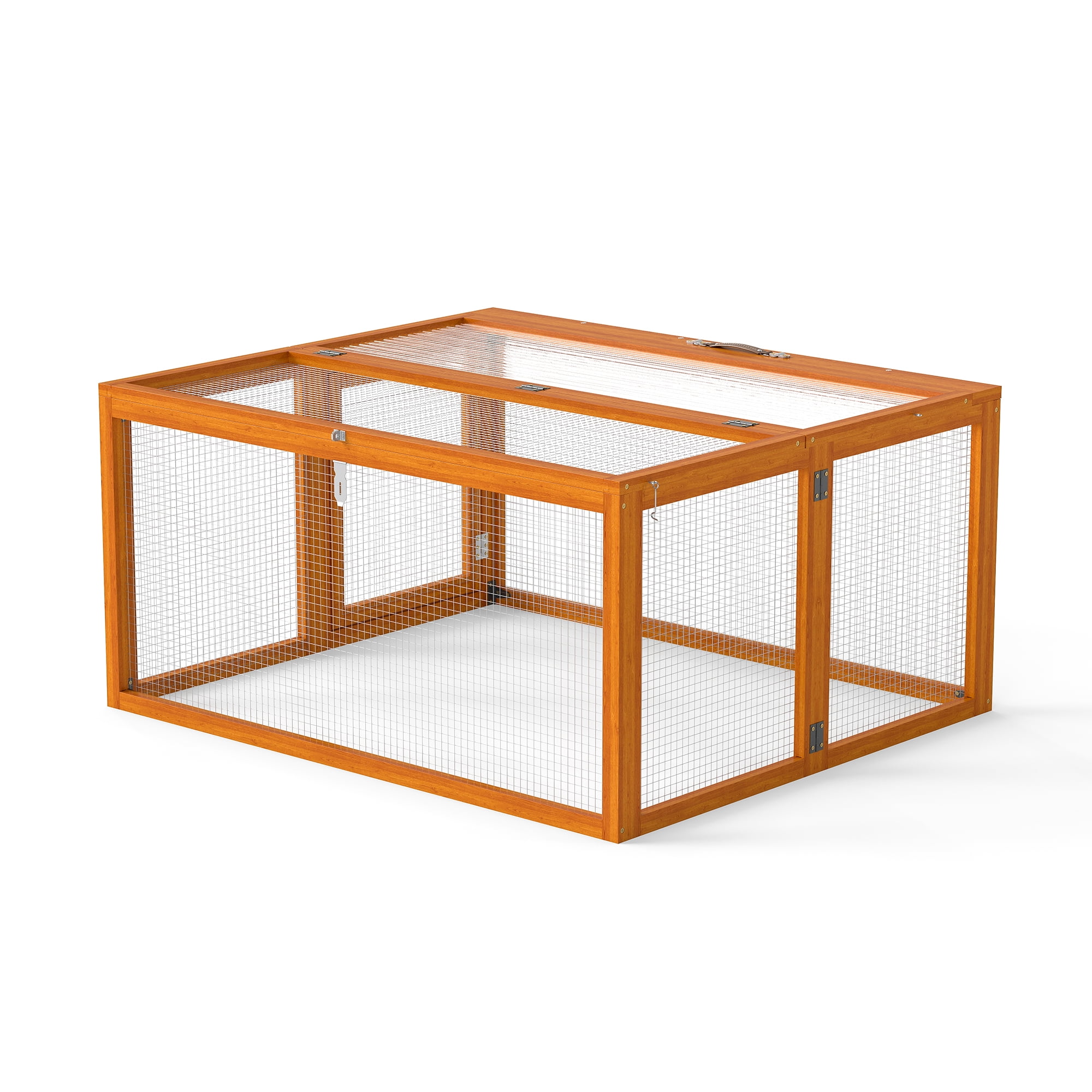 Folding Rabbit Hutch with Lockable Doors and Ground Stakes