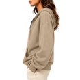 thumbnail image 3 of Women'S Hoodies Fall Fashion Outfits Workout Sweatshirts Y2k Winter Zip Up Jackets Oversized Tops Khaki XXL, 3 of 7