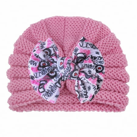 

Baby Boys Girls Colorful Beanie Bowknot Elastics Turban Hat Cap Winter Baby Hats