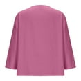 thumbnail image 5 of UAMVSH Plus Size Cotton Linen Tops for Women Trendy Roll up 3/4 Length Sleeve Shirts Casual Lightweight Button down V-Neck Tees(XX-Large,Hot Pink 1), 5 of 6