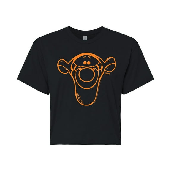 Disney - Tigger Sketch - Juniors Cropped Cotton Blend T-Shirt