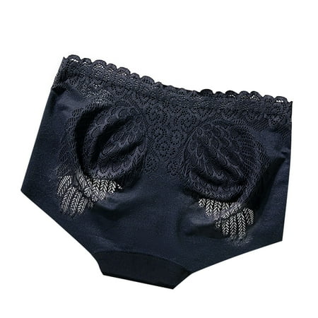 

BIZIZA Women Panty Underwear Mid Rise Cotton Lace Plus Size Sexy Briefs Black XL